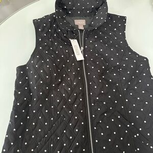 Chico's Black and White Polka Dot Quilted Vest